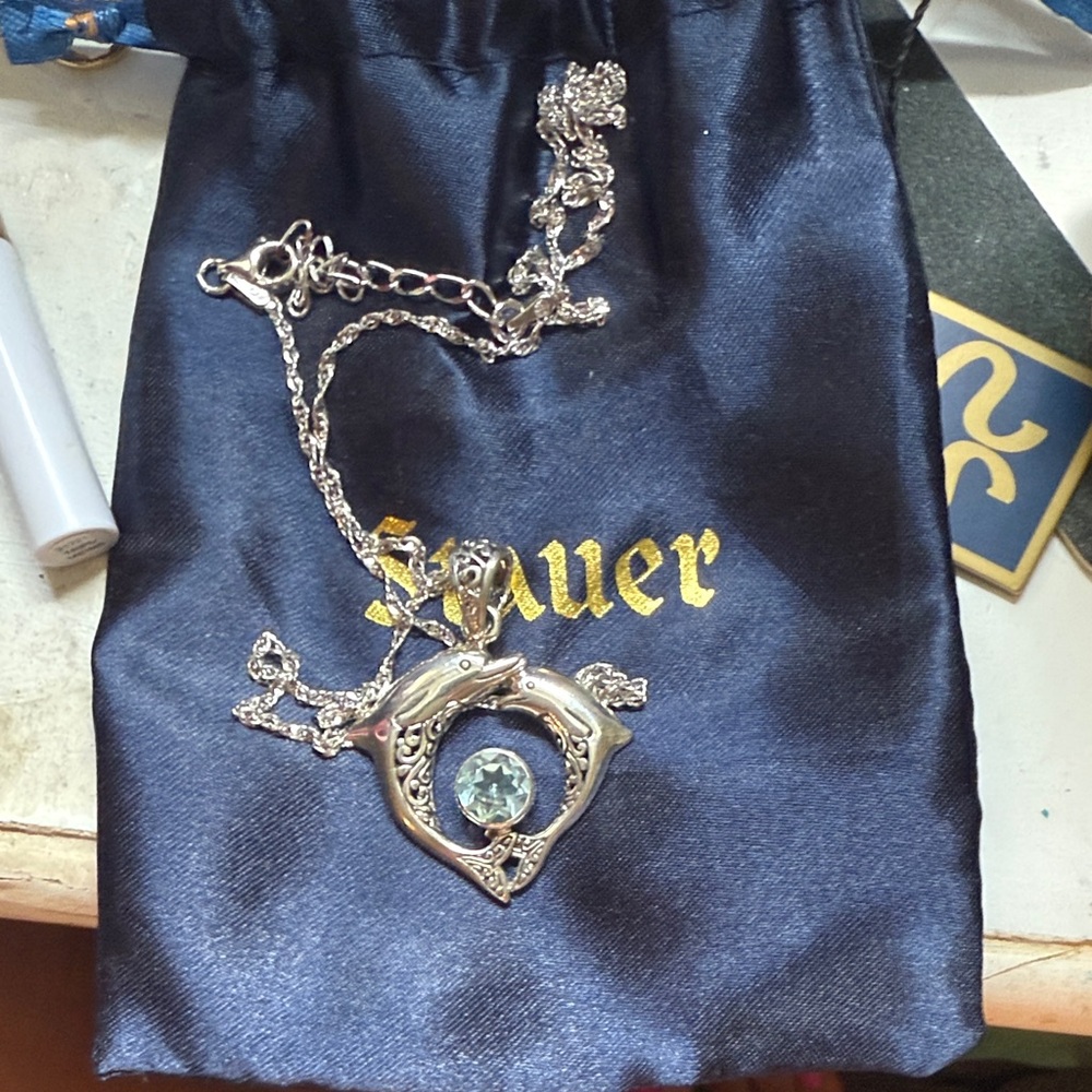 Stauer Silver Dolphin Pendant Necklace